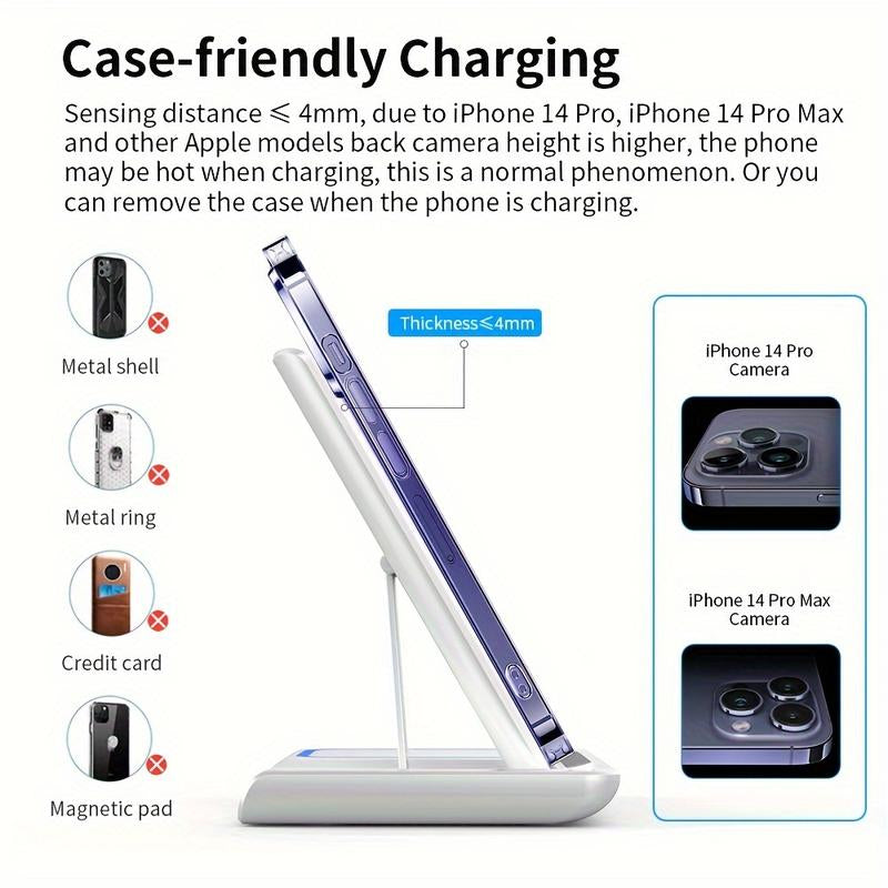 Wireless Charging Station 3-In-1 Standard 15W Fast Mag-Safe Charger Stand for Iphone16 15 14 13 12 11 X 8 Pro Max/Pro/Mini/Plus,Iwatch Ultra 10/9/8 7/6/5 /4/3/2 Se,Airpods 4/3/2/Pro/Pro2