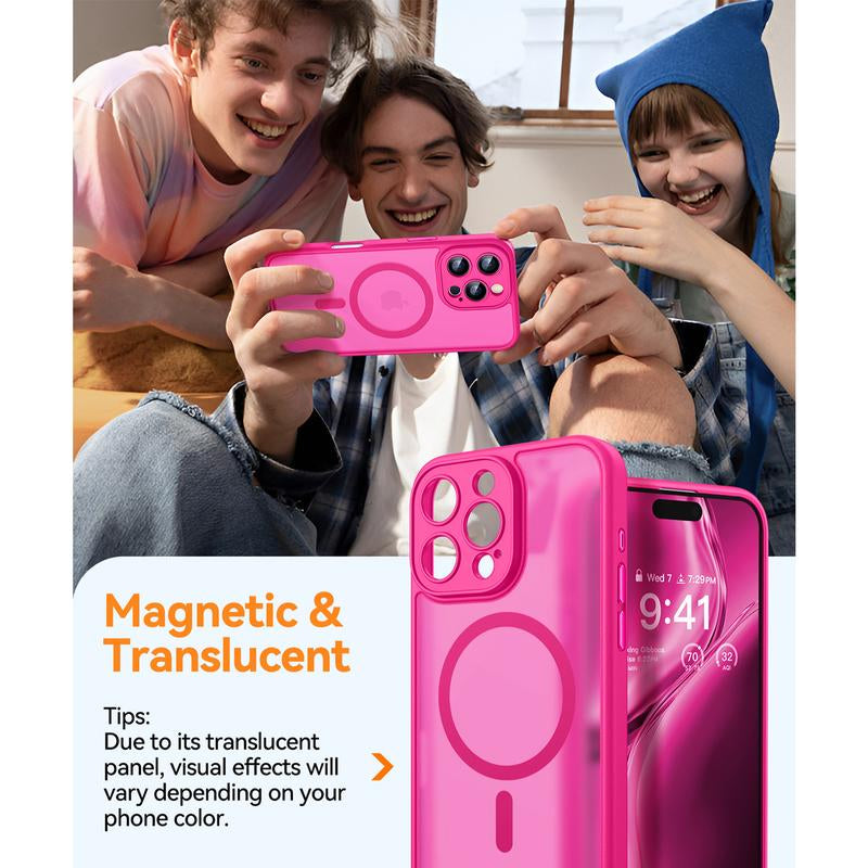 CANSHN Magnetic for Iphone 16 15 14 plus 13 Pro Max Case, Upgraded [Full Camera Protection] [Compatible with Magsafe] [Translucent Matte] Shockproof Protective Phone Cover Father'S Day Gifts