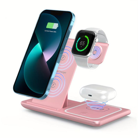 Wireless Charging Station 3-In-1 Standard 15W Fast Mag-Safe Charger Stand for Iphone16 15 14 13 12 11 X 8 Pro Max/Pro/Mini/Plus,Iwatch Ultra 10/9/8 7/6/5 /4/3/2 Se,Airpods 4/3/2/Pro/Pro2