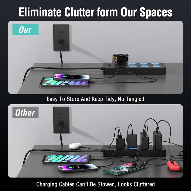 （Works with 2000+ Universal Charger）35W Gan Charger | 2-In-1 Retractable Cable (C/Lightning) | Iphone15/Samsung/Gaming | for Travel & Office