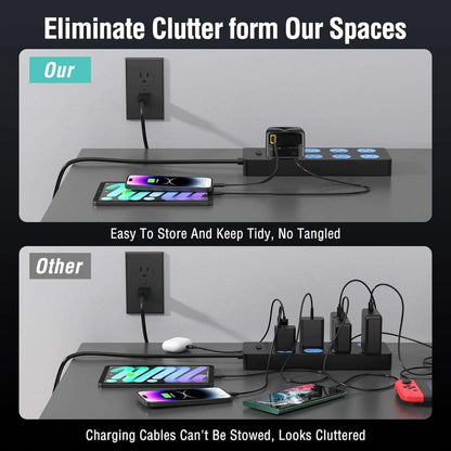 （Works with 2000+ Universal Charger）35W Gan Charger | 2-In-1 Retractable Cable (C/Lightning) | Iphone15/Samsung/Gaming | for Travel & Office