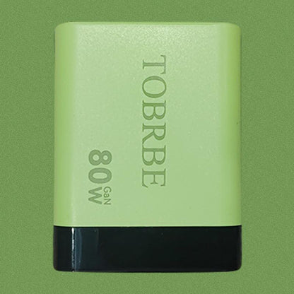 TOBRBE 3 in 1 Gan Charger, Retractable 80W MAX Fast Charger Block with Type-C Cable & 2 USB Ports, Portable Adapter Iphone Smartphone Electronic, Yellow, Cellphone, Folding Charging