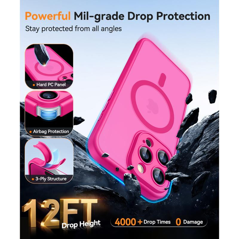 CANSHN Magnetic for Iphone 16 15 14 plus 13 Pro Max Case, Upgraded [Full Camera Protection] [Compatible with Magsafe] [Translucent Matte] Shockproof Protective Phone Cover Father'S Day Gifts