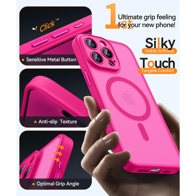 CANSHN Magnetic for Iphone 16 15 14 plus 13 Pro Max Case, Upgraded [Full Camera Protection] [Compatible with Magsafe] [Translucent Matte] Shockproof Protective Phone Cover Father'S Day Gifts
