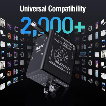 （Works with 2000+ Universal Charger）35W Gan Charger | 2-In-1 Retractable Cable (C/Lightning) | Iphone15/Samsung/Gaming | for Travel & Office
