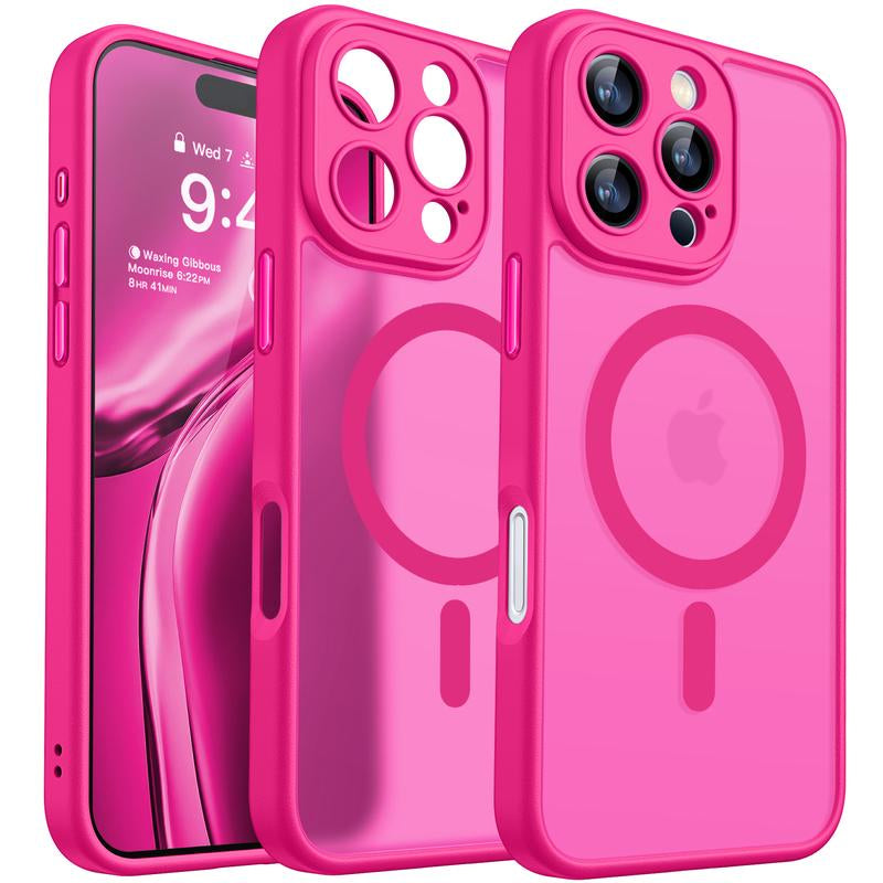 CANSHN Magnetic for Iphone 16 15 14 plus 13 Pro Max Case, Upgraded [Full Camera Protection] [Compatible with Magsafe] [Translucent Matte] Shockproof Protective Phone Cover Father'S Day Gifts