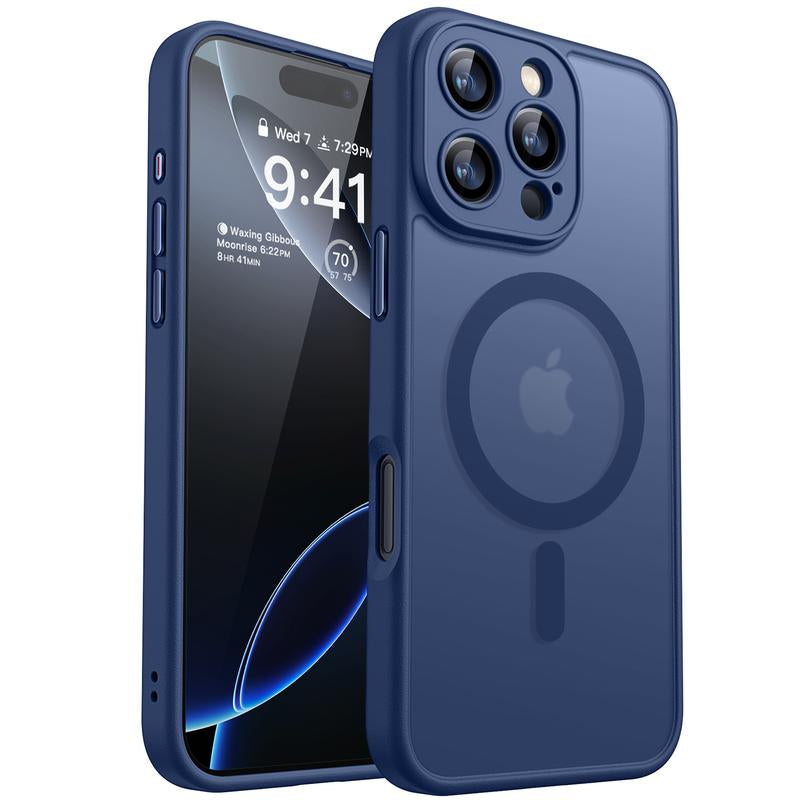 CANSHN Magnetic for Iphone 16 15 14 plus 13 Pro Max Case, Upgraded [Full Camera Protection] [Compatible with Magsafe] [Translucent Matte] Shockproof Protective Phone Cover Father'S Day Gifts