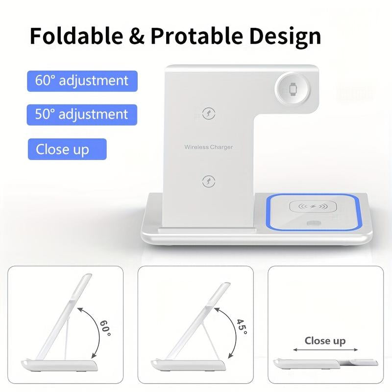 Wireless Charging Station 3-In-1 Standard 15W Fast Mag-Safe Charger Stand for Iphone16 15 14 13 12 11 X 8 Pro Max/Pro/Mini/Plus,Iwatch Ultra 10/9/8 7/6/5 /4/3/2 Se,Airpods 4/3/2/Pro/Pro2