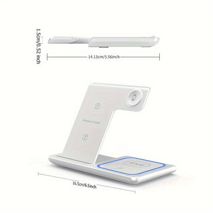 Wireless Charging Station 3-In-1 Standard 15W Fast Mag-Safe Charger Stand for Iphone16 15 14 13 12 11 X 8 Pro Max/Pro/Mini/Plus,Iwatch Ultra 10/9/8 7/6/5 /4/3/2 Se,Airpods 4/3/2/Pro/Pro2