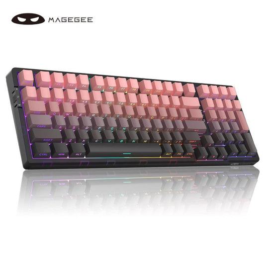 Magegee Light100 Wireless Creamy Keyboard, 96% Gasket, Hot Swappable, 3 Connection Methods, RGB Backlit, 8000Mah Battery, PBT Keycaps Gaming Room Supplies